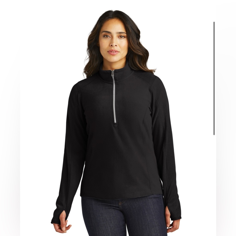 💛NIB Ladies Port Authority 1/2 zip microfleece in black size M with thumb holes